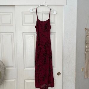 Rhios Elegant Burgundy Floral Dress with matching cardigan